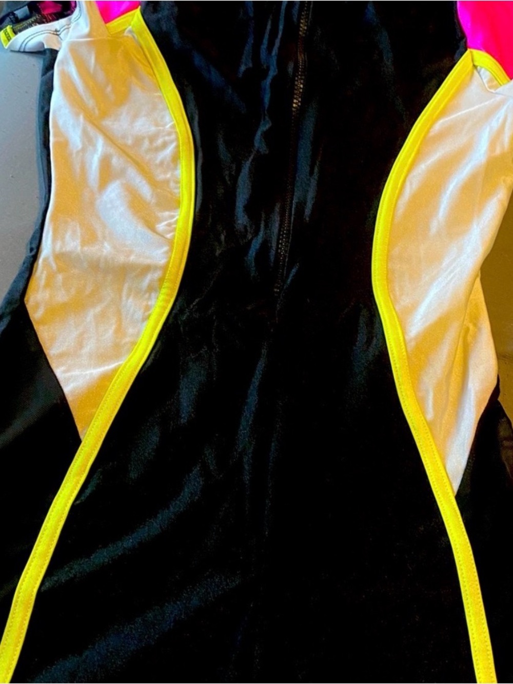 Fashion Nova Black Neon Trim Colorblock Zippered Jumpsuit - Picture 2 of 2